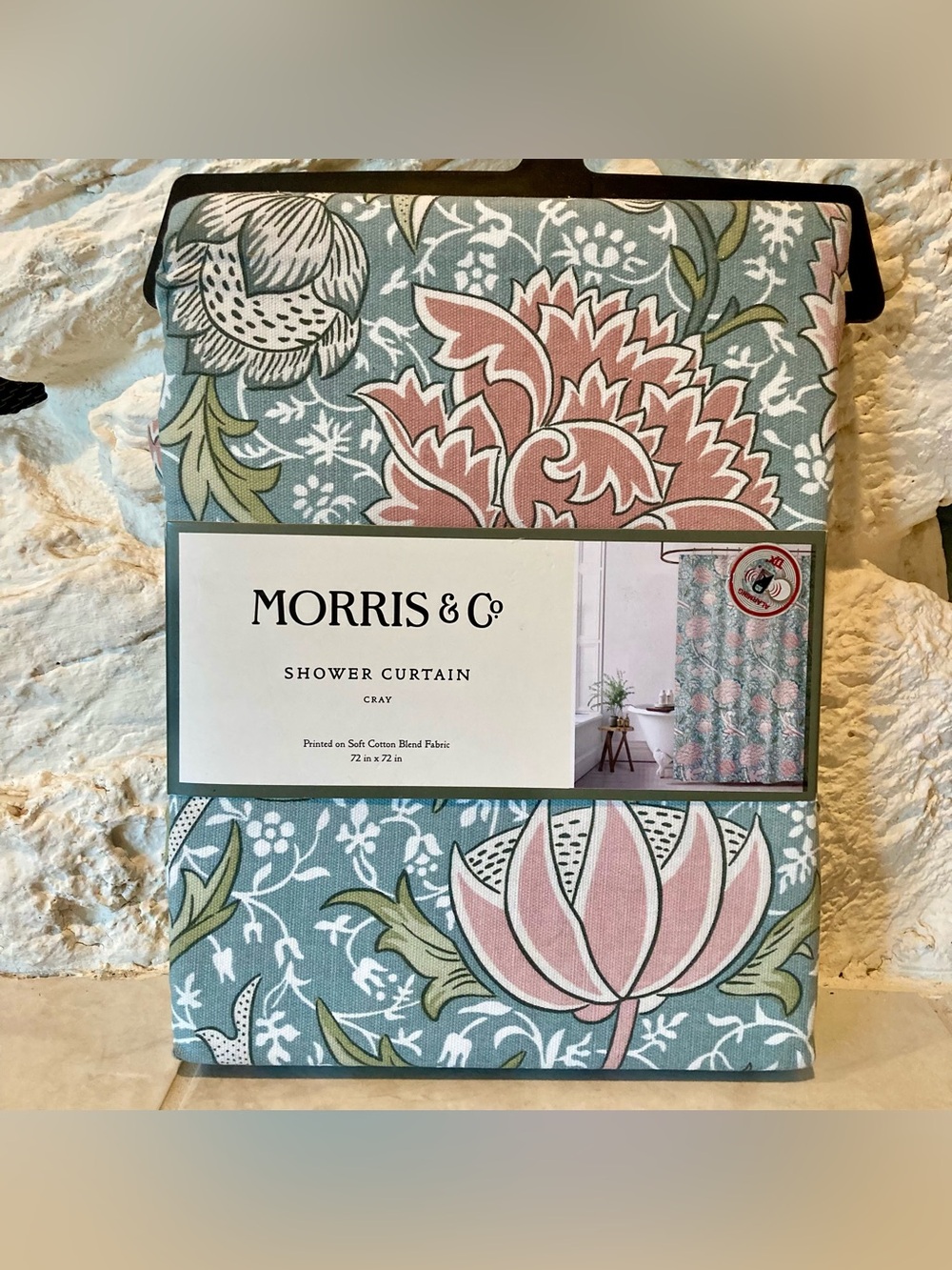 NWT Morris and Company brand 72”x 72” shower curtain features a soft blue gray